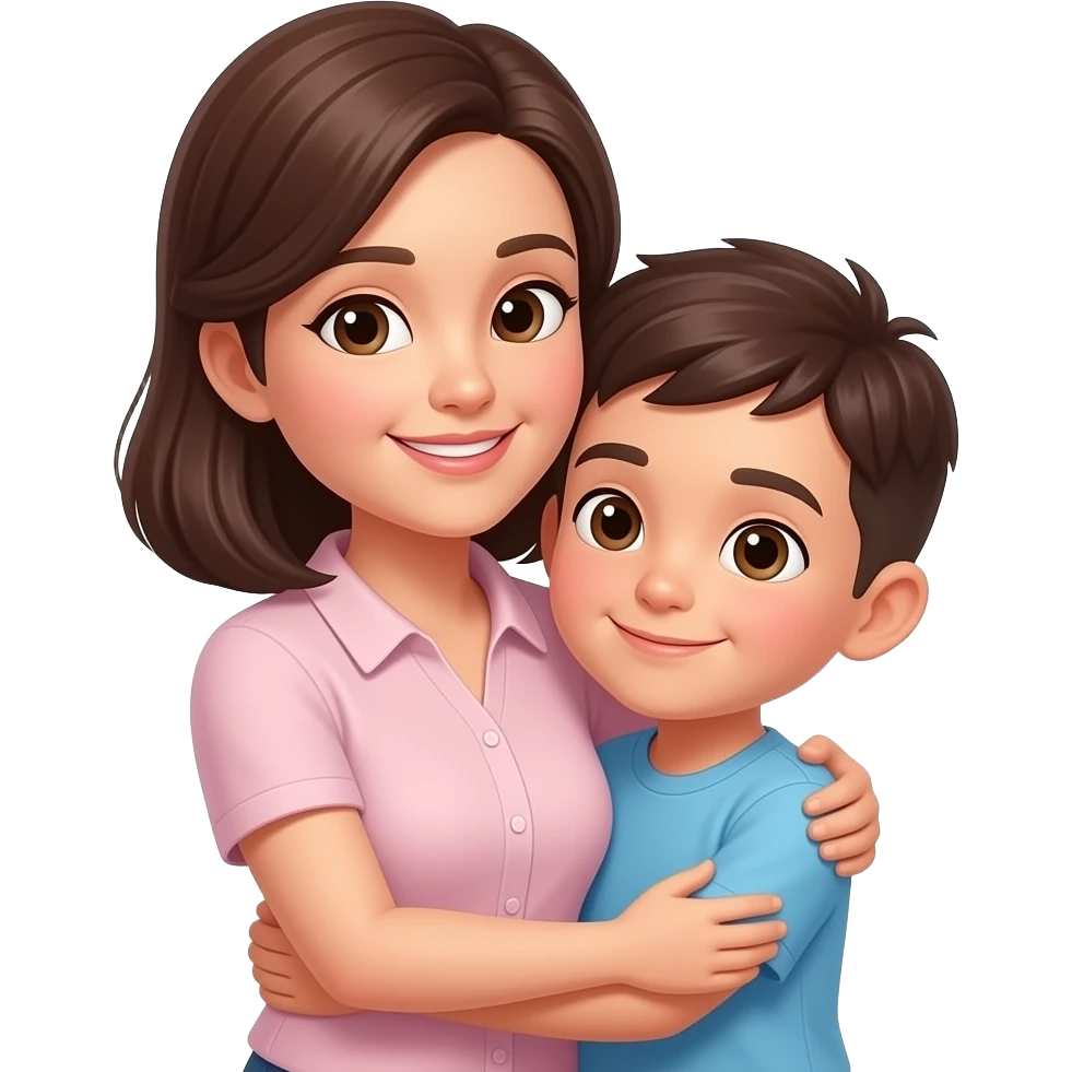 A mom and son hugging emoji