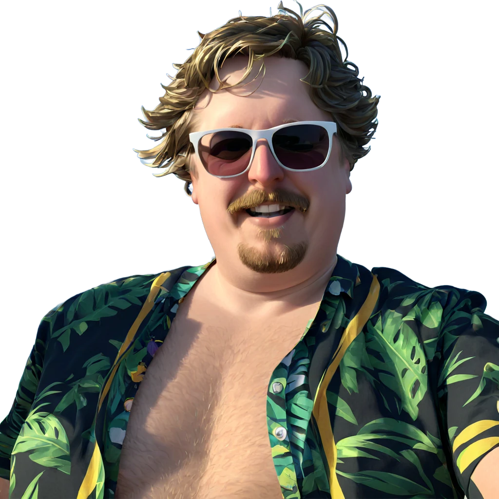 bearded boy in hawaiian shirt emoji