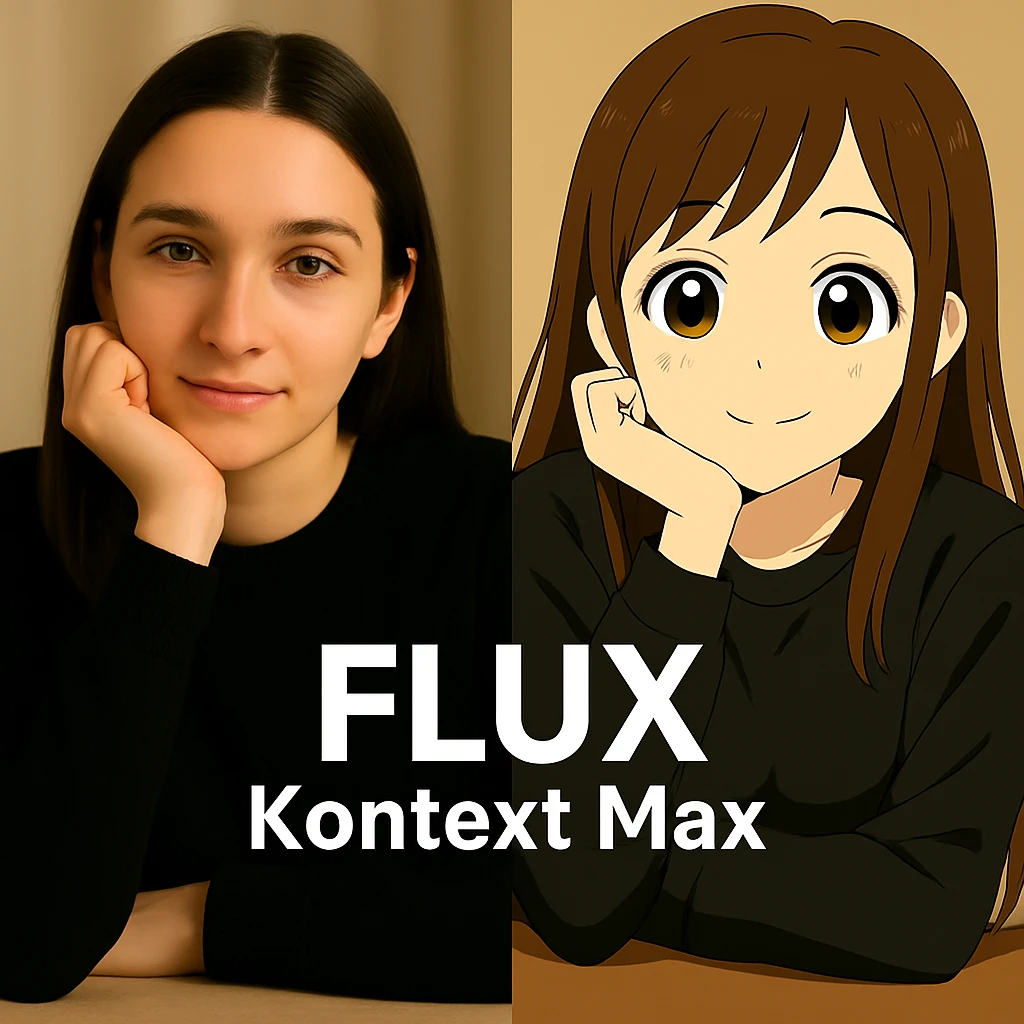 same similar image but chnage the text to "Flux Kontext Max" emoji
