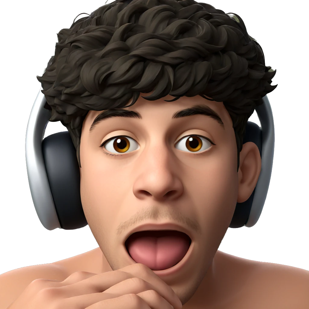 boy with headphones looking at viewer emoji