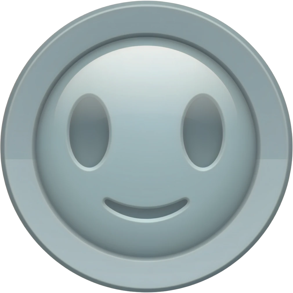 A gray circle whit •_• face emoji