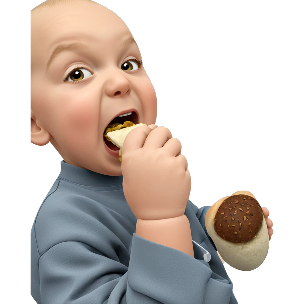 bald boy enjoying his meal emoji