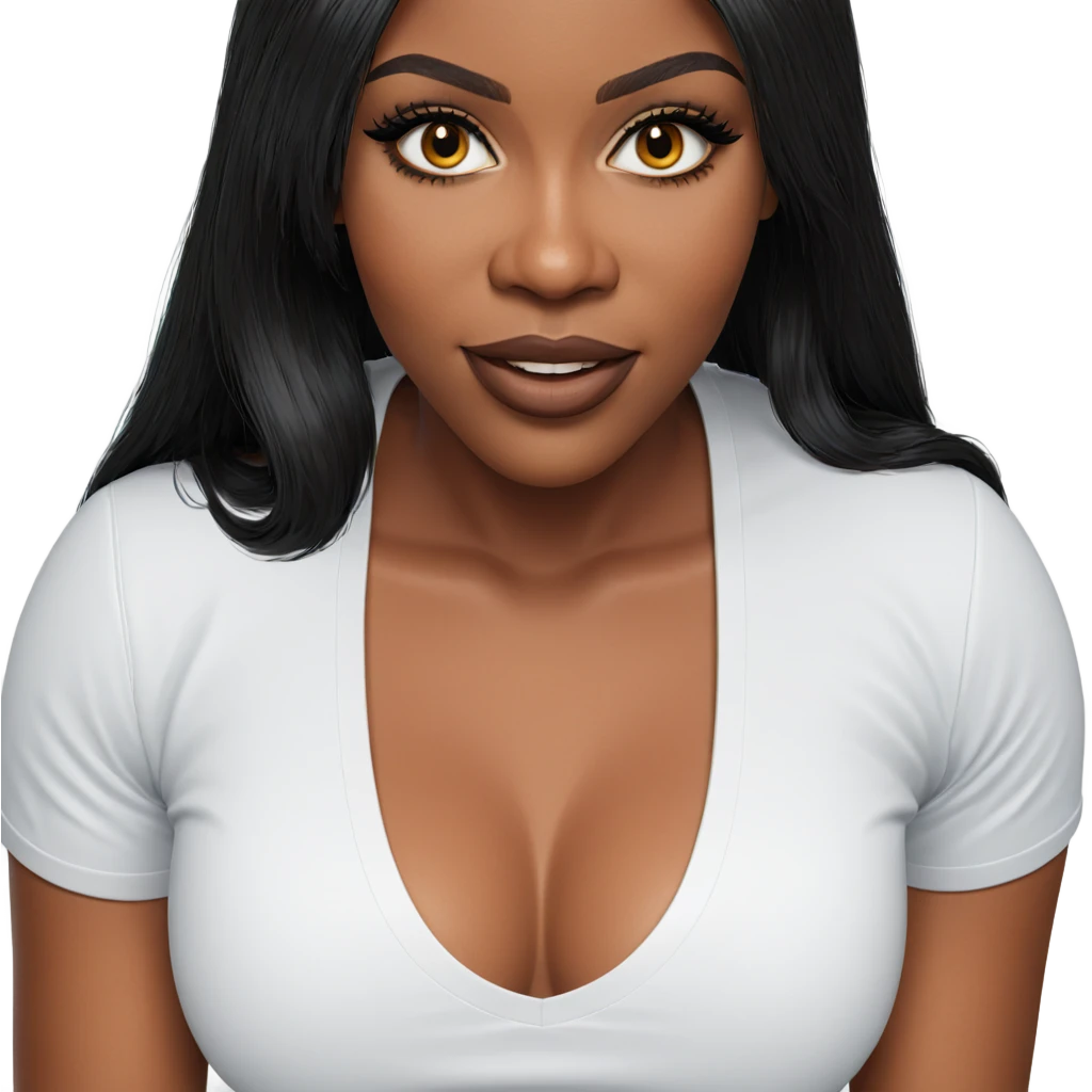 dark-skinned beauty in white shirt emoji