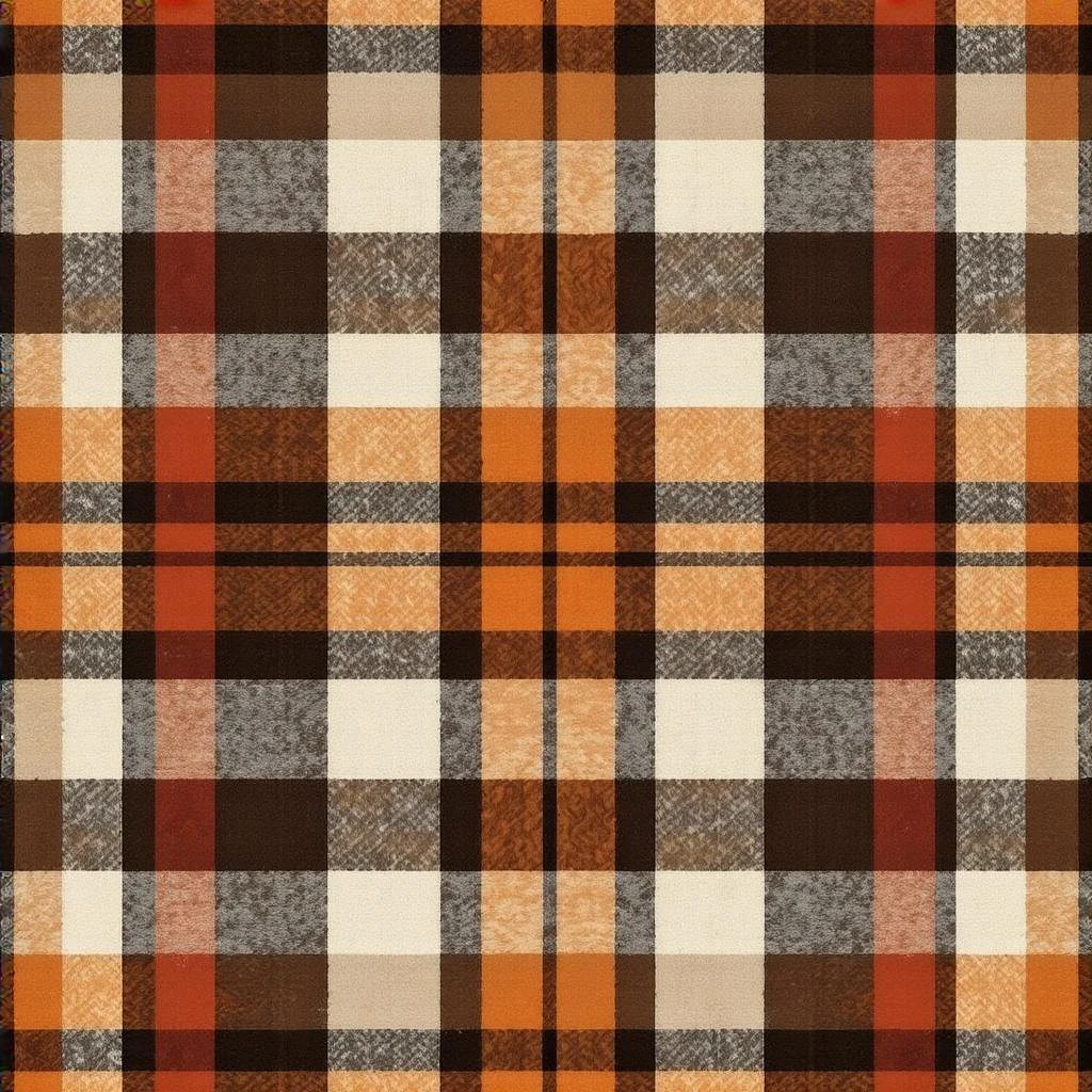 cozy autumn plaid pattern, flannel fabric texture, brown orange red, rustic fall background, soft textile look emoji