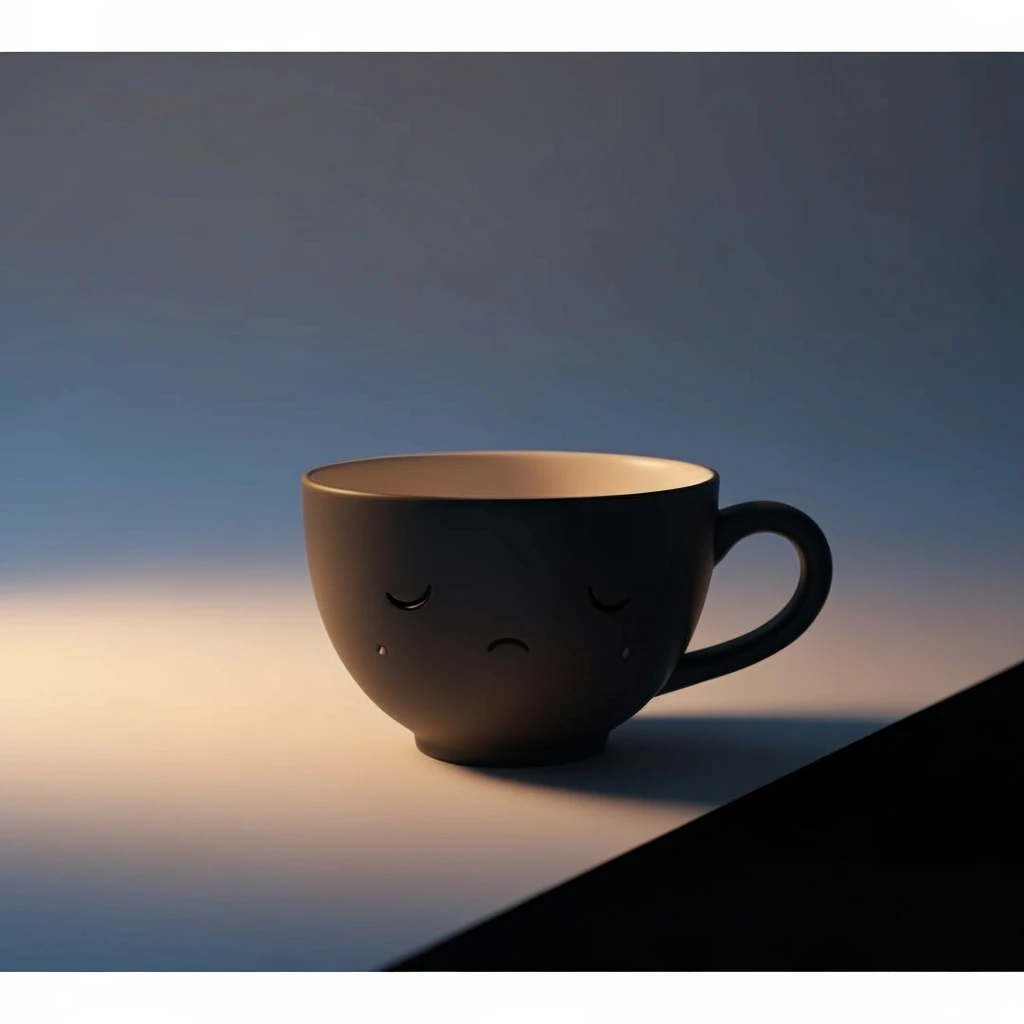 goth teacup, cute, expressive, minimal emoji