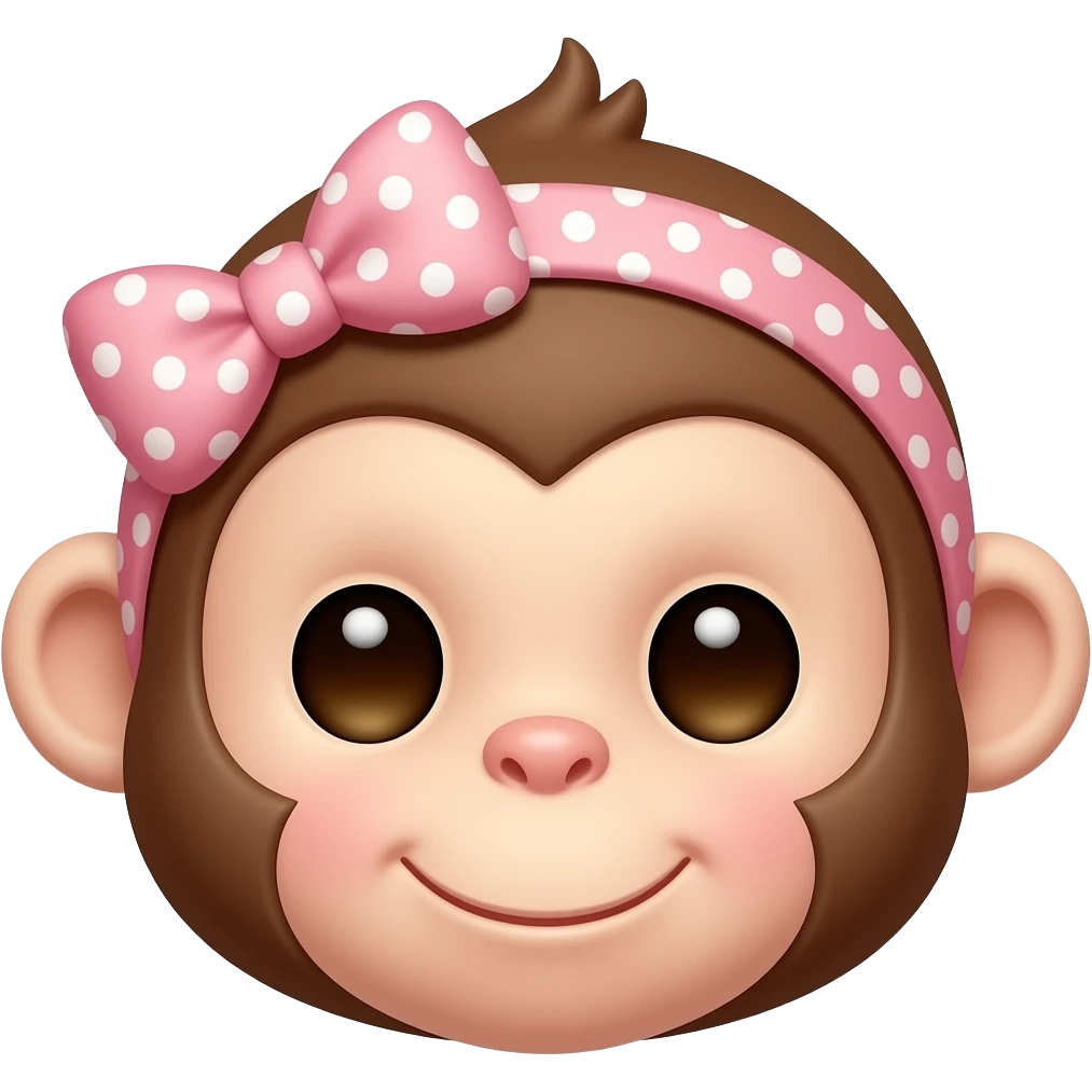 baby monkey with bow on head face emoji