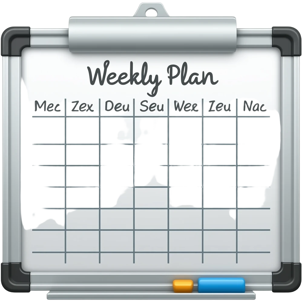 whiteboard with some plan for the week emoji