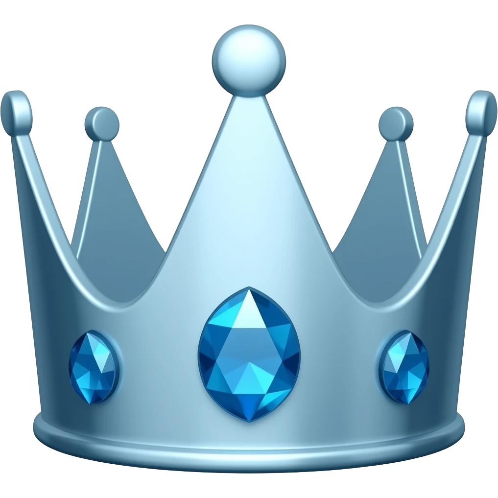 can you make a simple completely blue crown emoji with three blue diamond gemstones on the front and with 5 points emoji