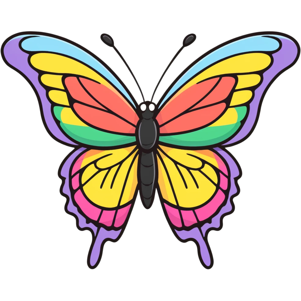  butterfly with rainbow detailed wings emoji