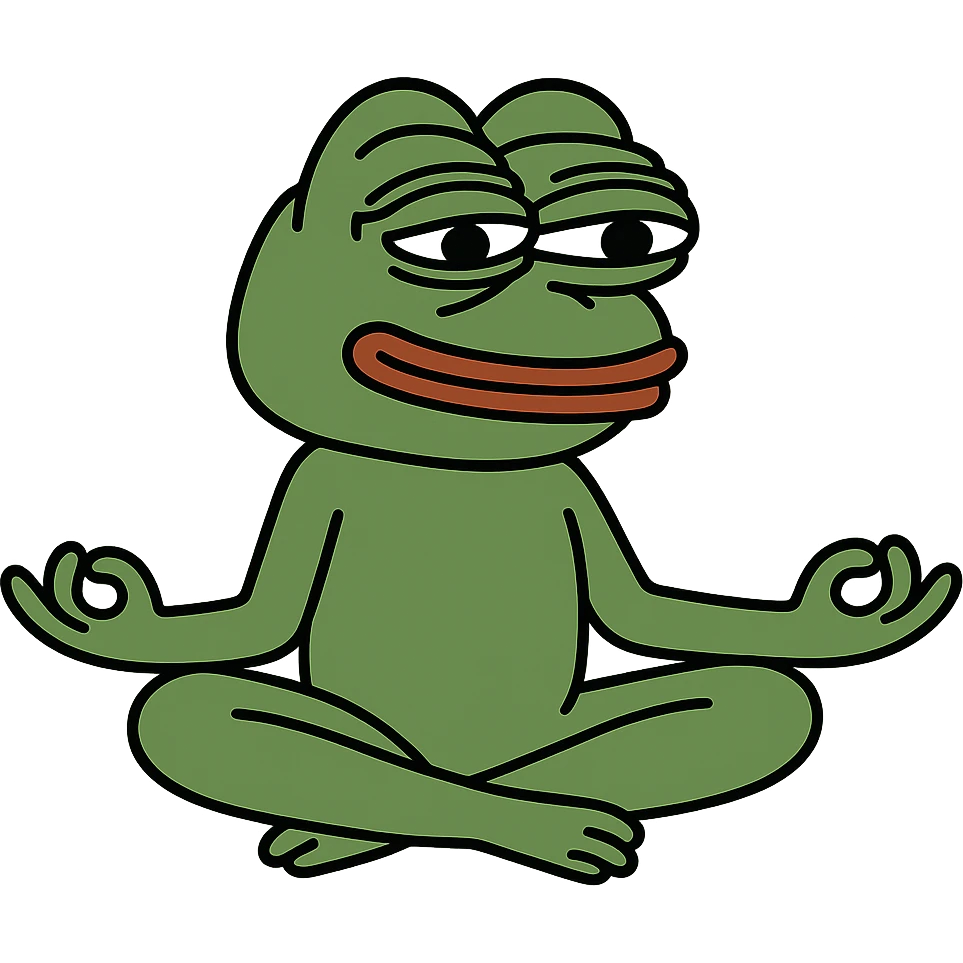 create a pepe doing yoga, white background emoji