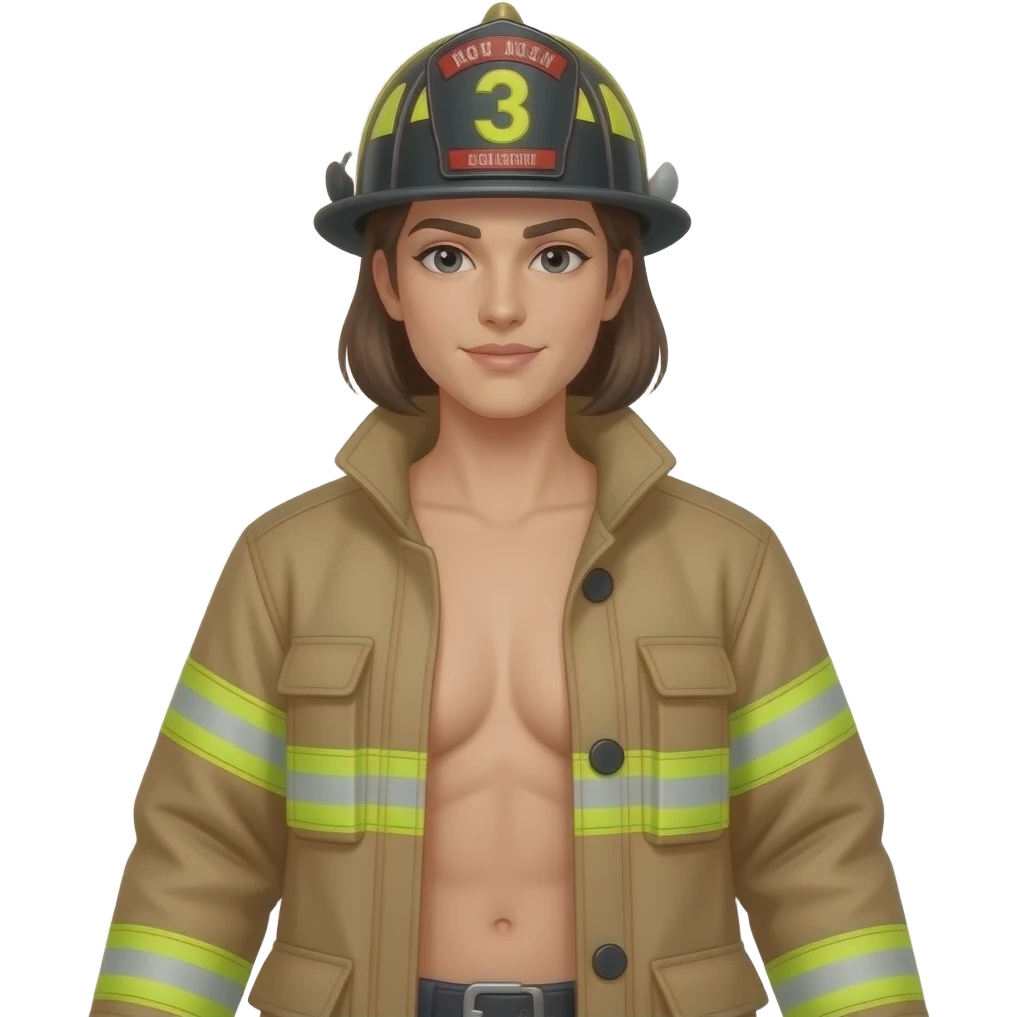 Firefighter woman full naked body emoji