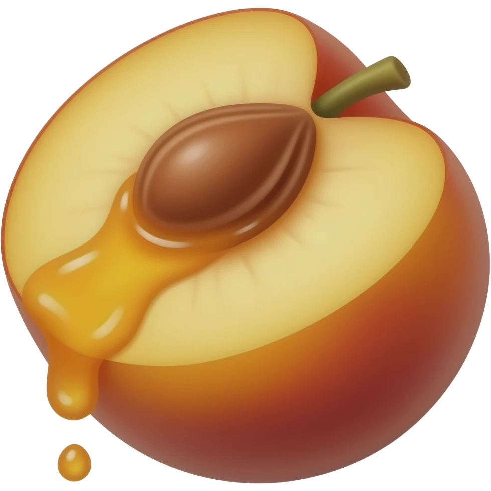 Juice dripping from inside a peach emoji