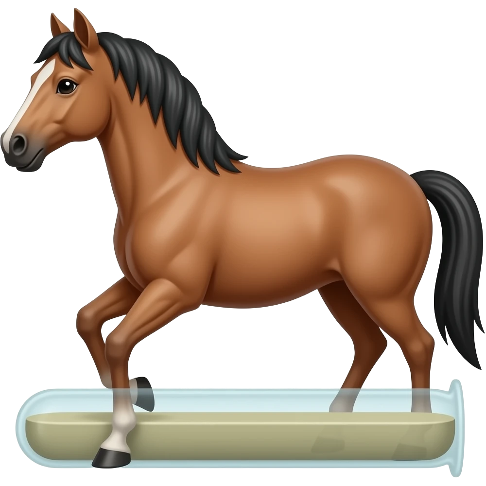 Test tube with legs on a horse emoji