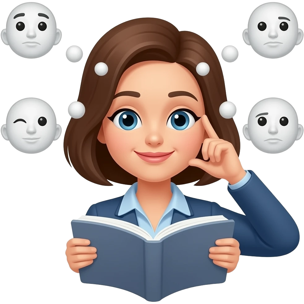 a woman mind reading people's mind emoji
