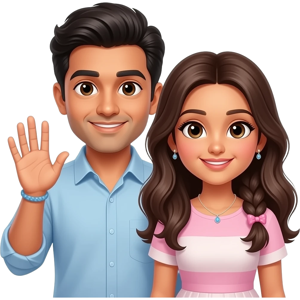 A emoji with two name aksh and mahi both are a bf and gf the wear the mahi hair tie in his hand emoji