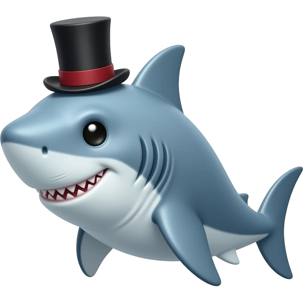 Shark with a top hat emoji