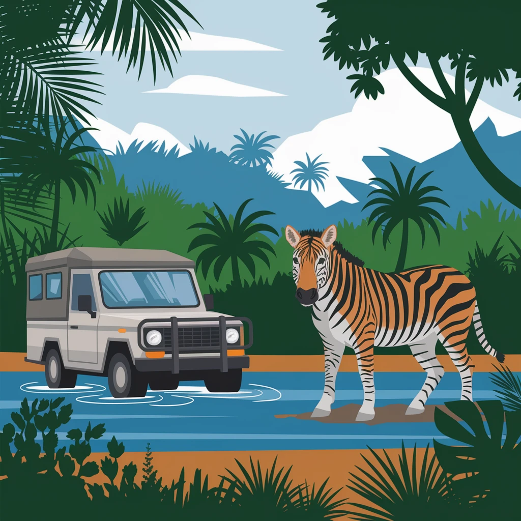 digital raster illustration of jungle safari emoji