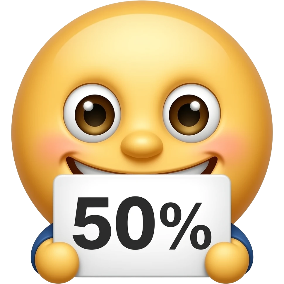 Сделай эмодзи в стиле 100%, только с цифрой 50 emoji