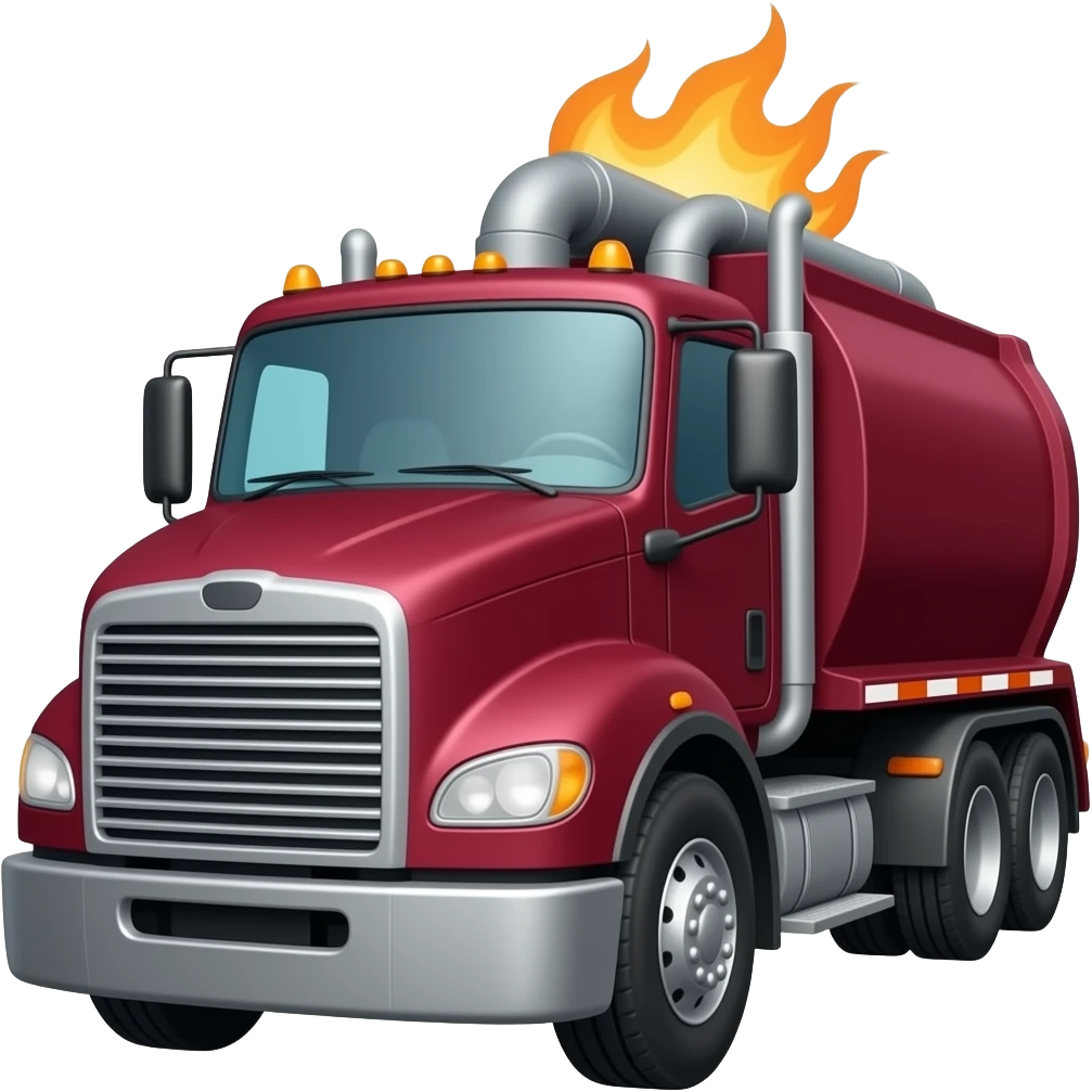 Maroon garbage truck With motor  flame emoji