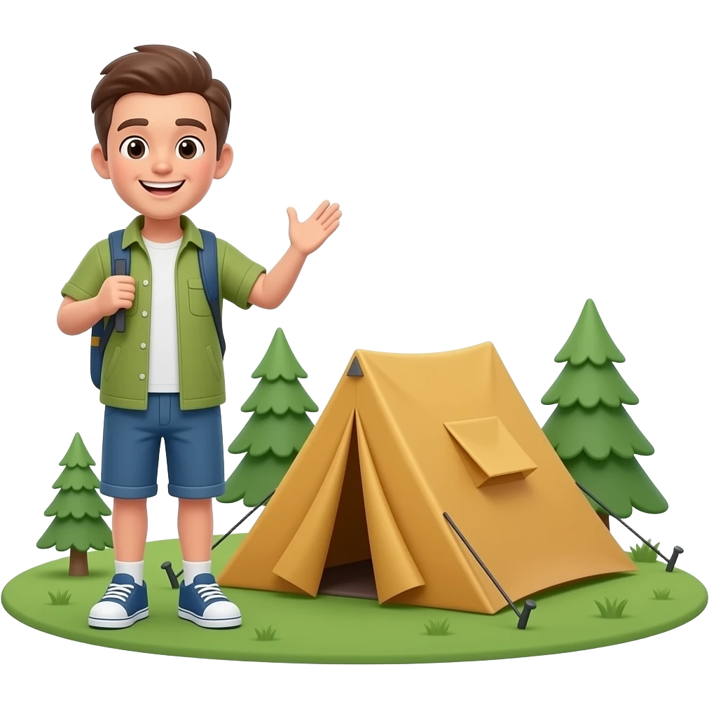 Camping happy emoji