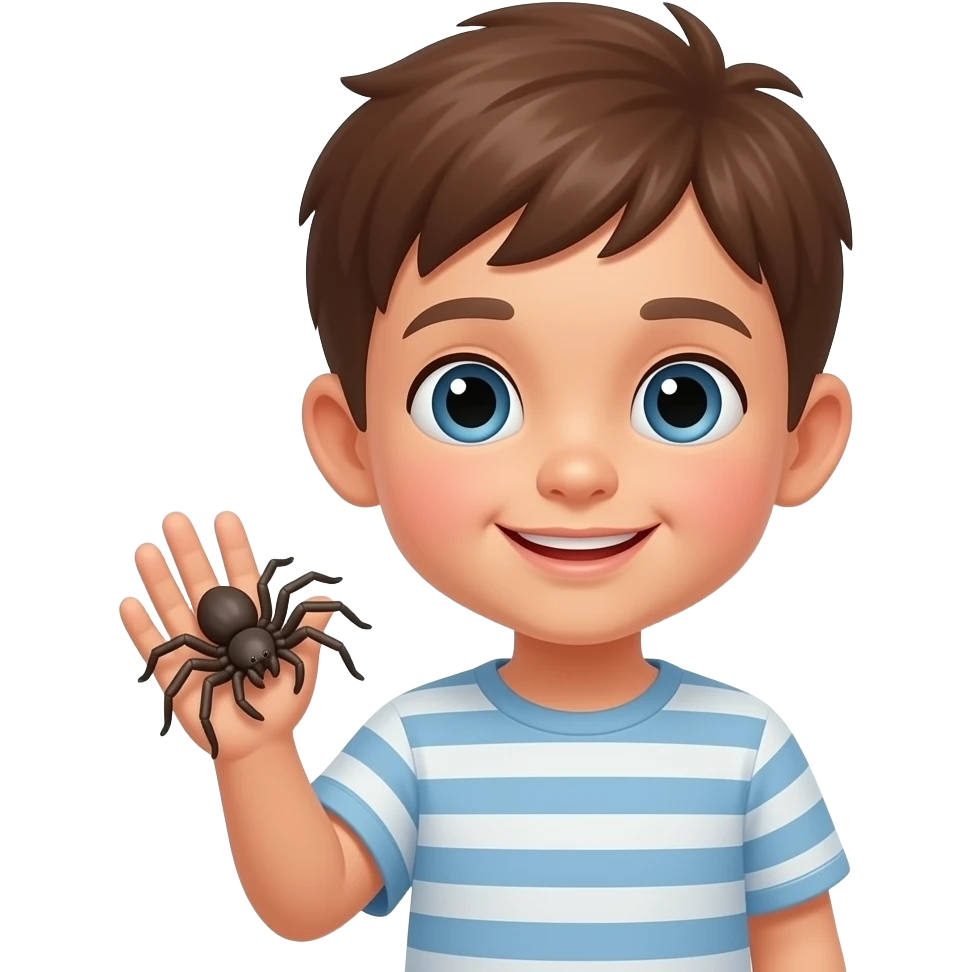 A child with a pet spider emoji