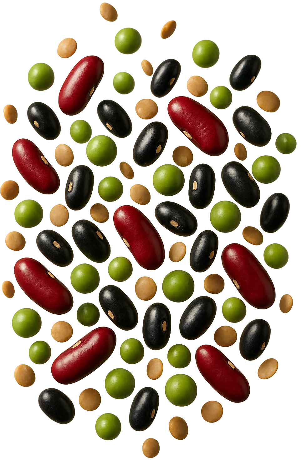  Ceci, lenticchie, fagioli rossi e neri, piselli FLUTTUANO IN ARIA, IPERREALISTICO 4K emoji