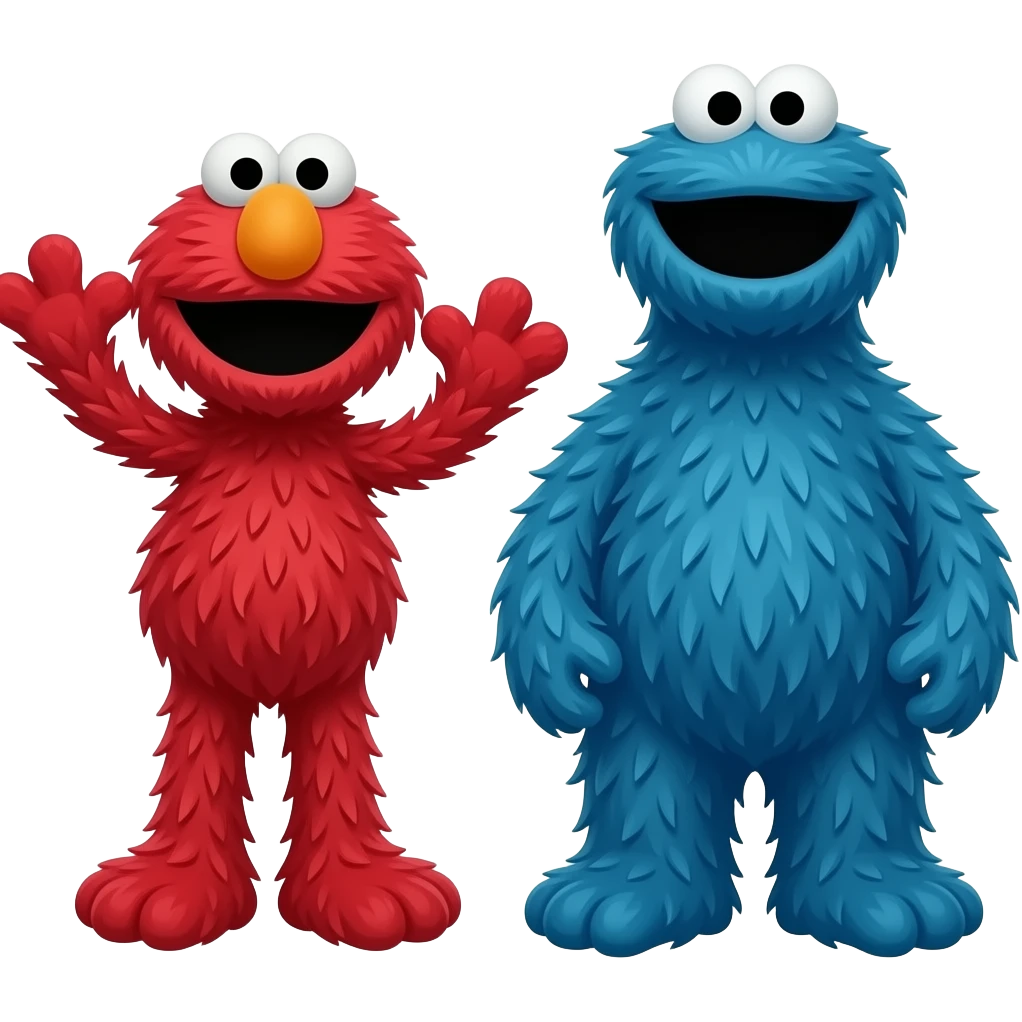 Elmo Full body and Cookie Monster Full body/ sesame Street background on it emoji
