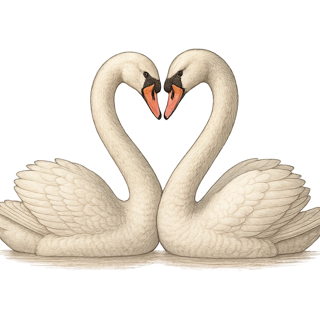 romantic swan couple forming a heart shape with their necks, no background emoji