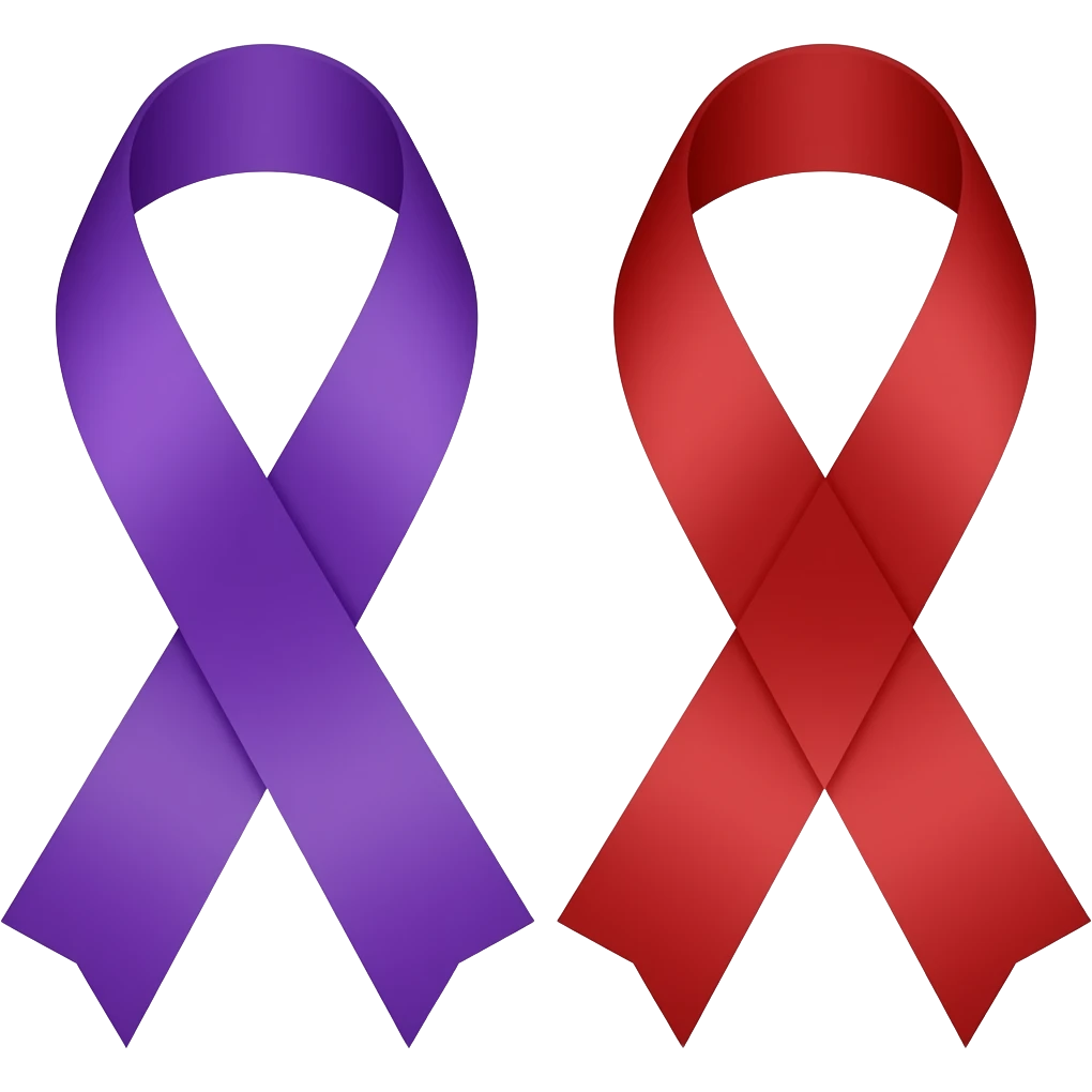 Purple & Red ribbon emoji