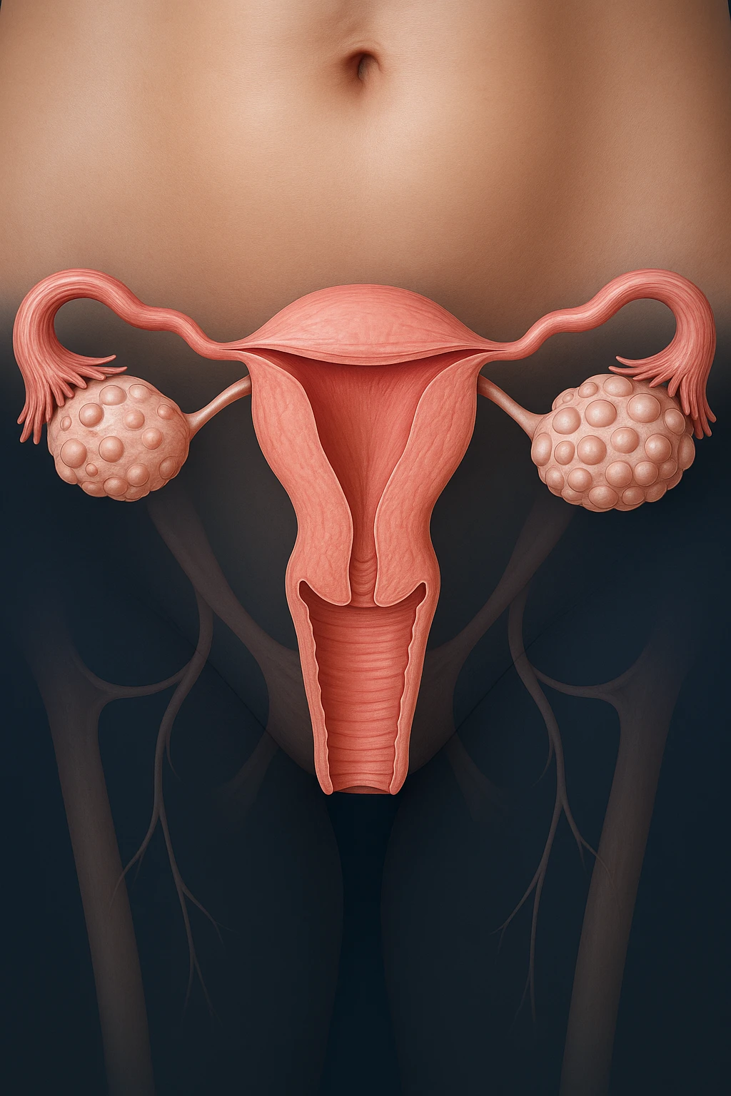 Ovulazione assente  in 3D immagine medica donna pcos emoji