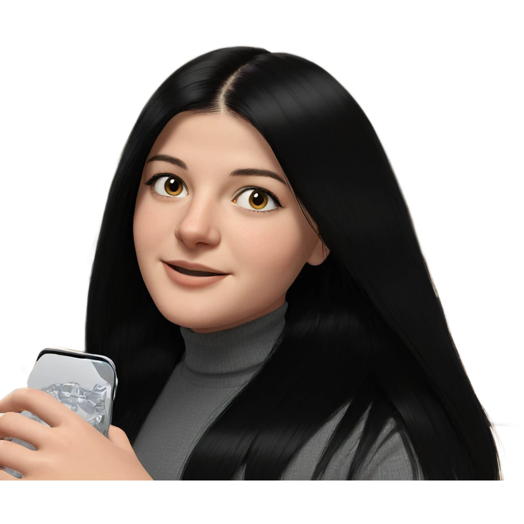 smiling girl with black hair emoji