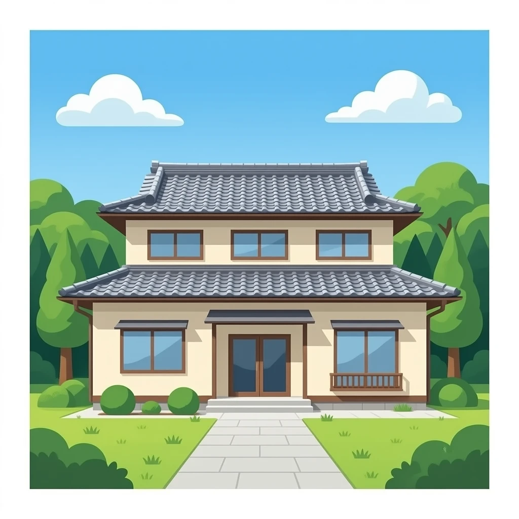 Front facing modern japan house emoji