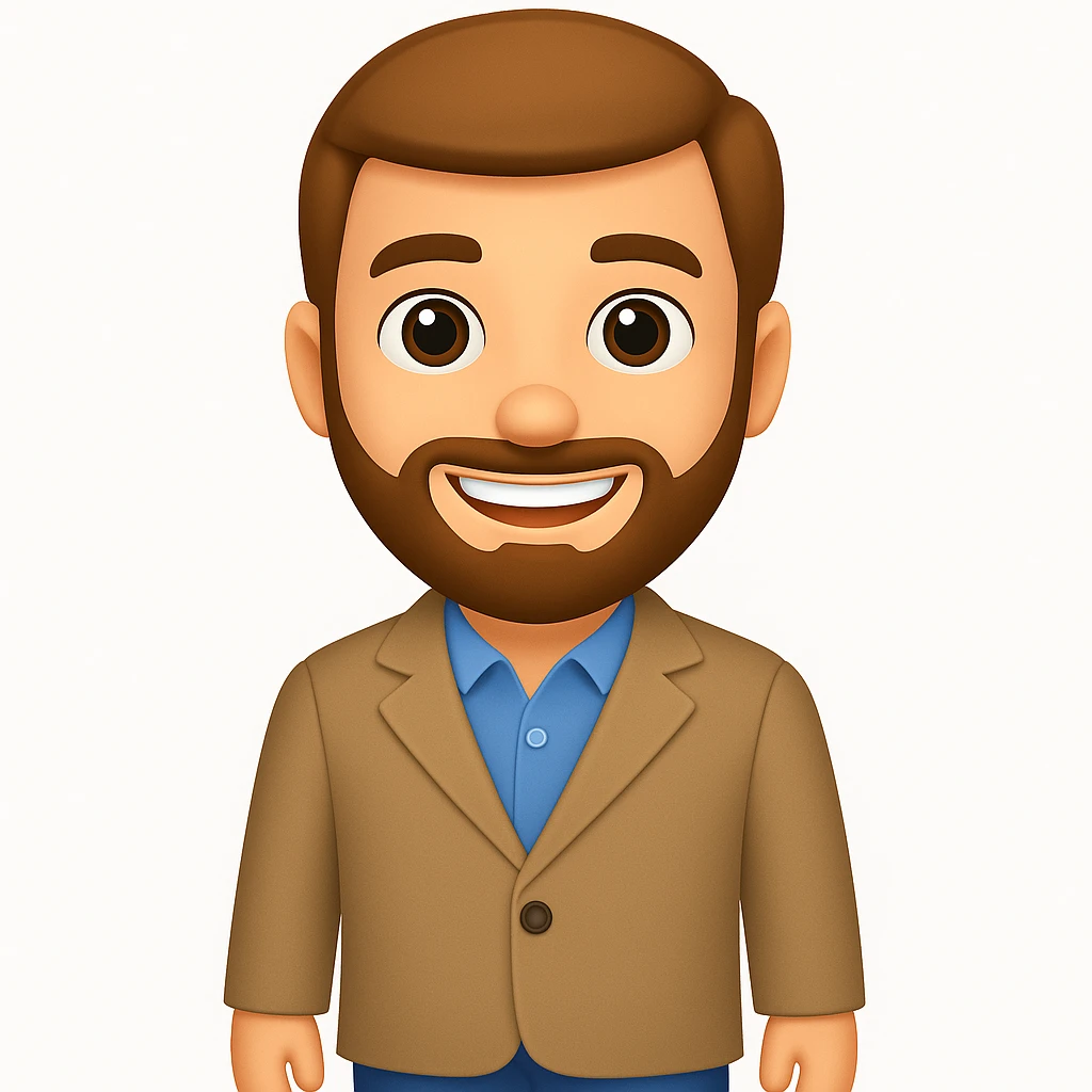 turn the second man in emoji style of the 1st image, match the facial features and get up emoji