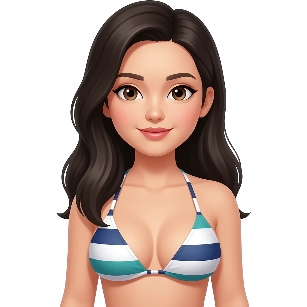 Very asian quantitative trader female with huge boobs in a bikini emoji