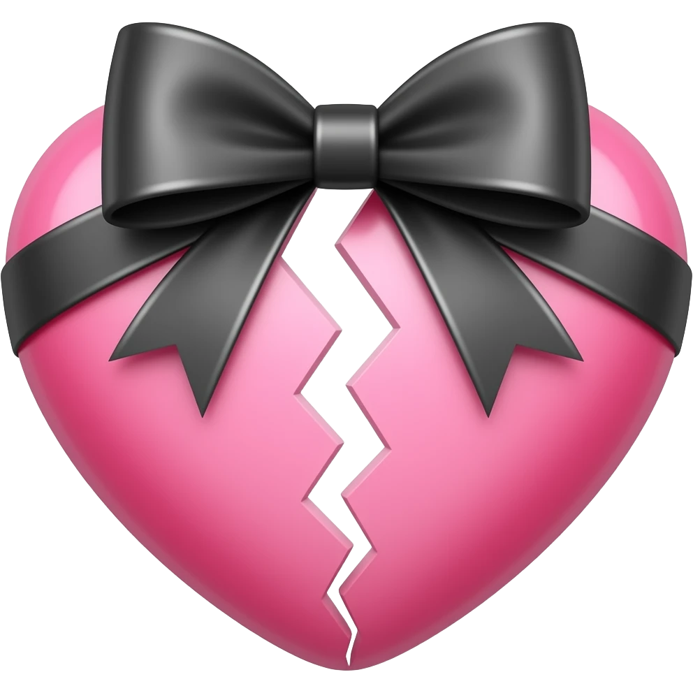 Break heart pink colour bow black emoji