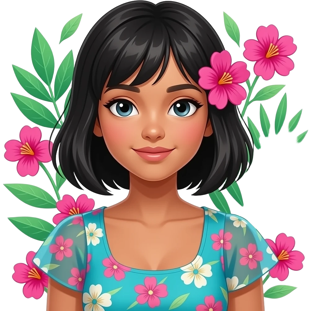 A tropical human girl hot сидеть смотреть turquoise and vivid hot pink? Lime green floral line art on a sleek black🧎🏽‍♀️‍➡️ emoji