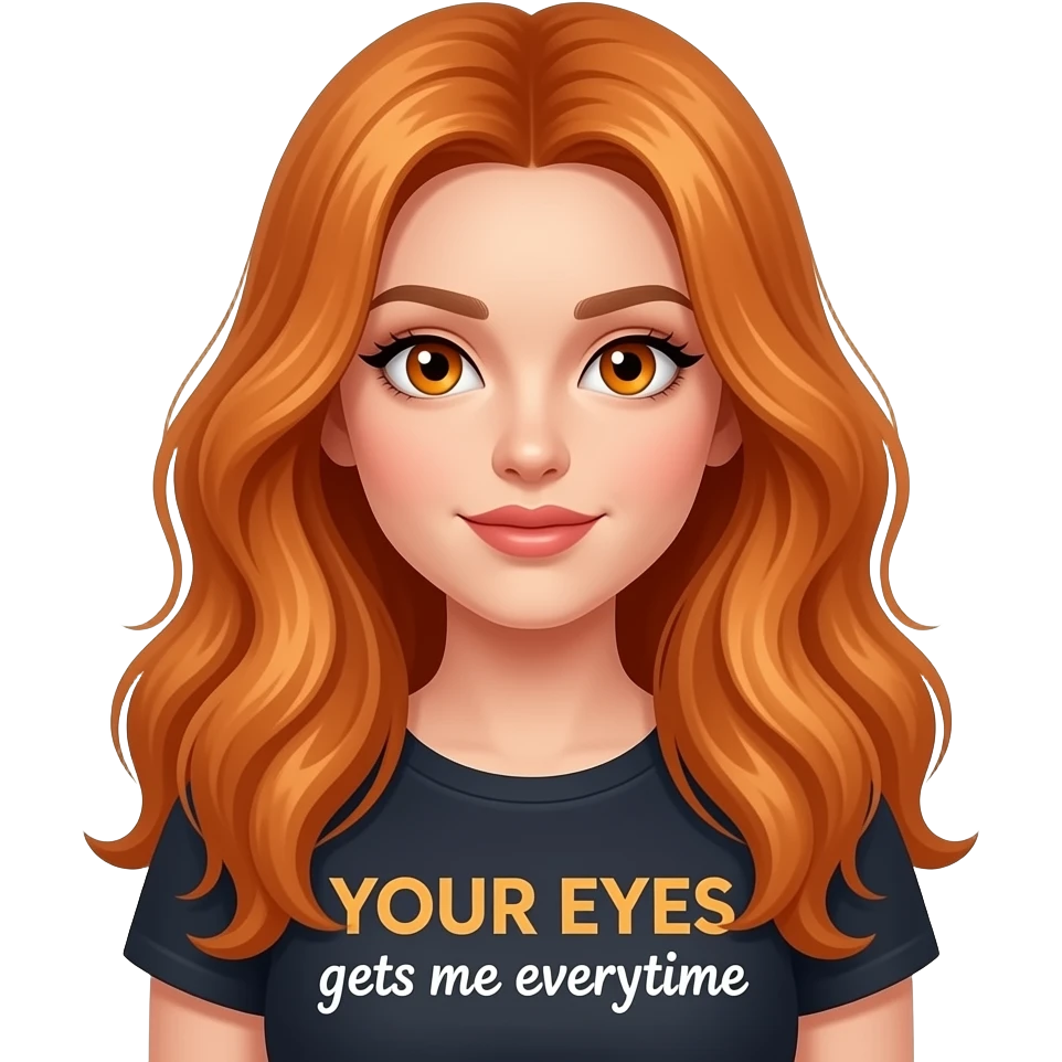 sexy girl with overlong ginger hair and ginger eyes a top with YOUR EYES gets me everytime written on it emoji