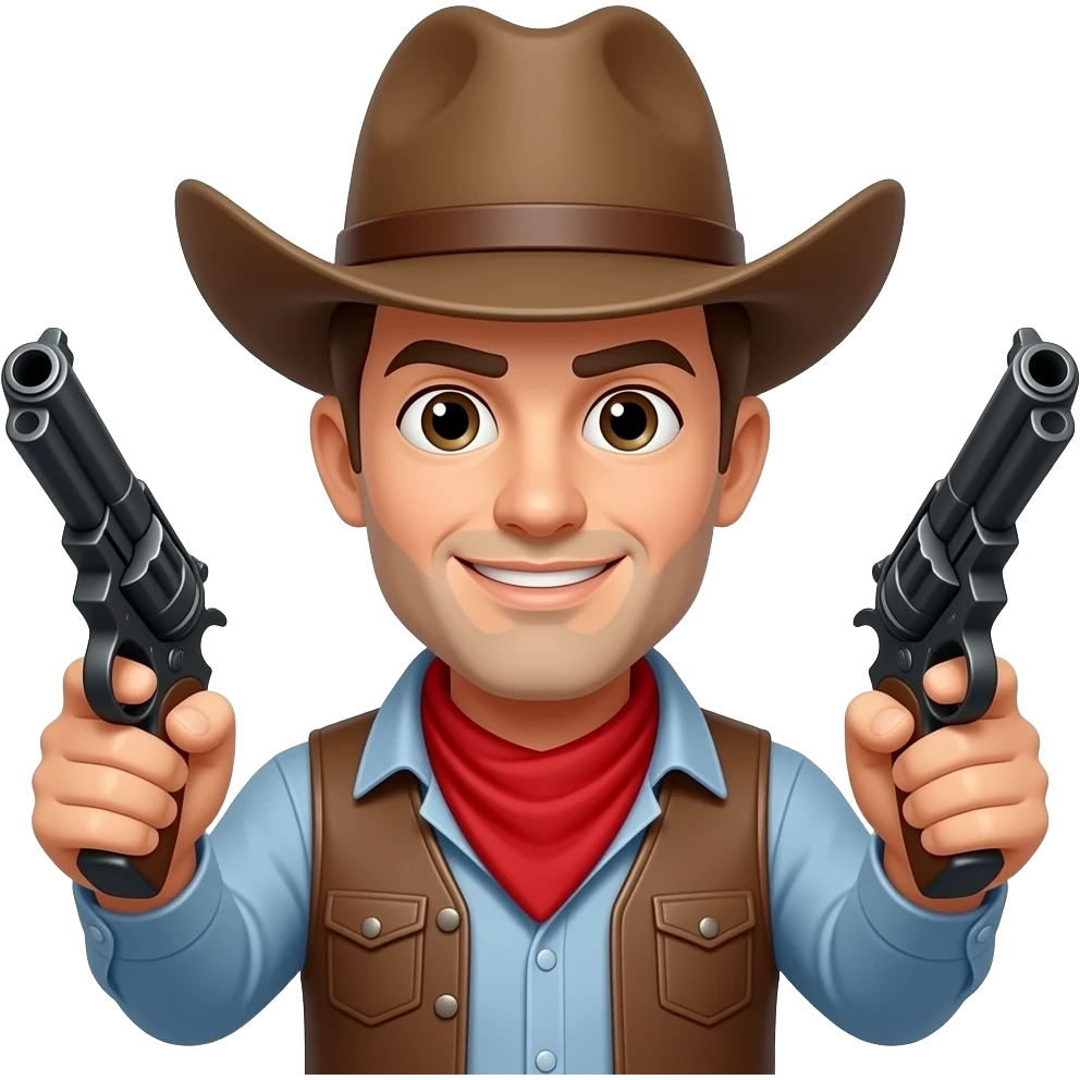 cowboy emoji with finger guns emoji
