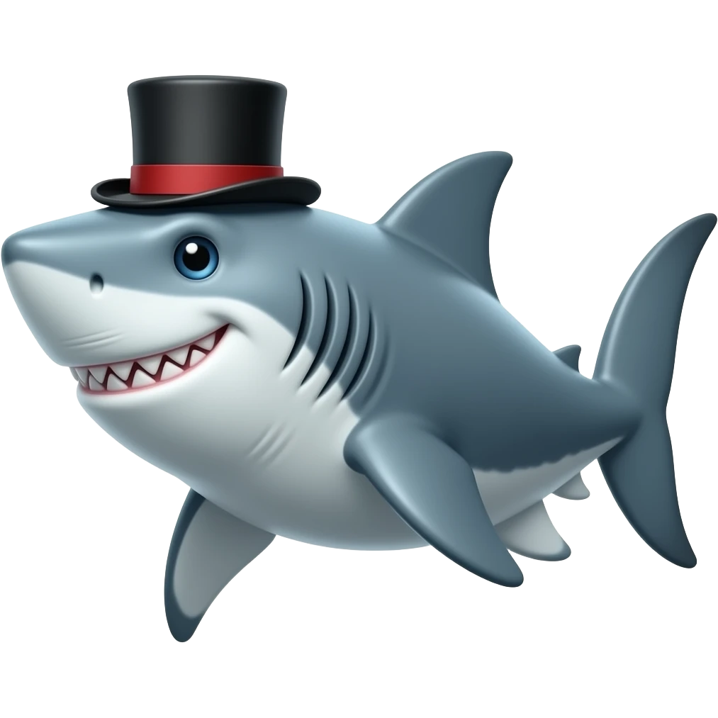 Shark with a top hat emoji