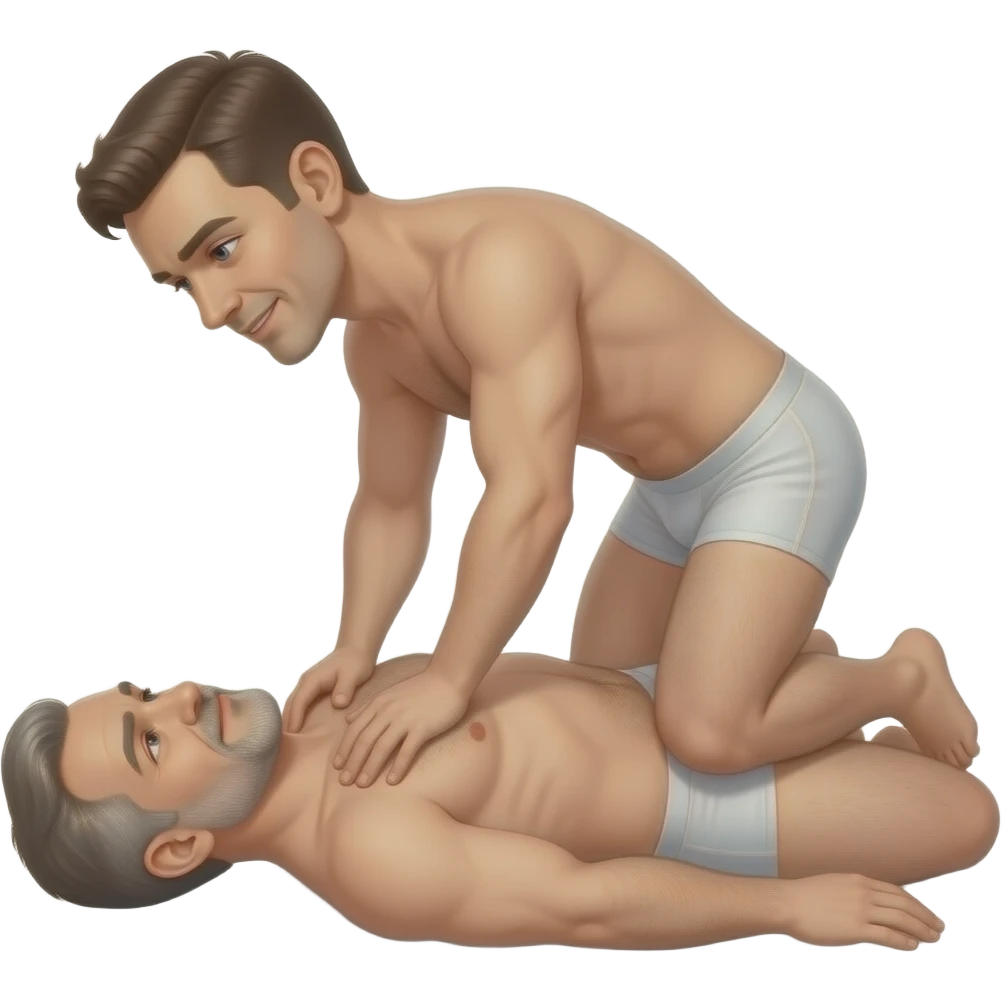 A bottom gey men of age 45 with top gay men age of 25 inband over fuck position both are only underwear make age gap emoji