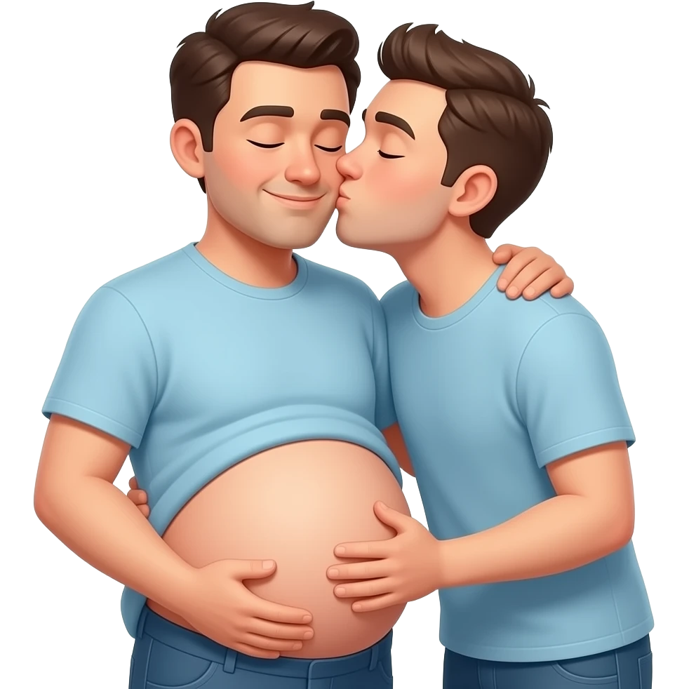 pregnant emoji with another man standing next to him logo they the man is pregnent are kissing emoji
