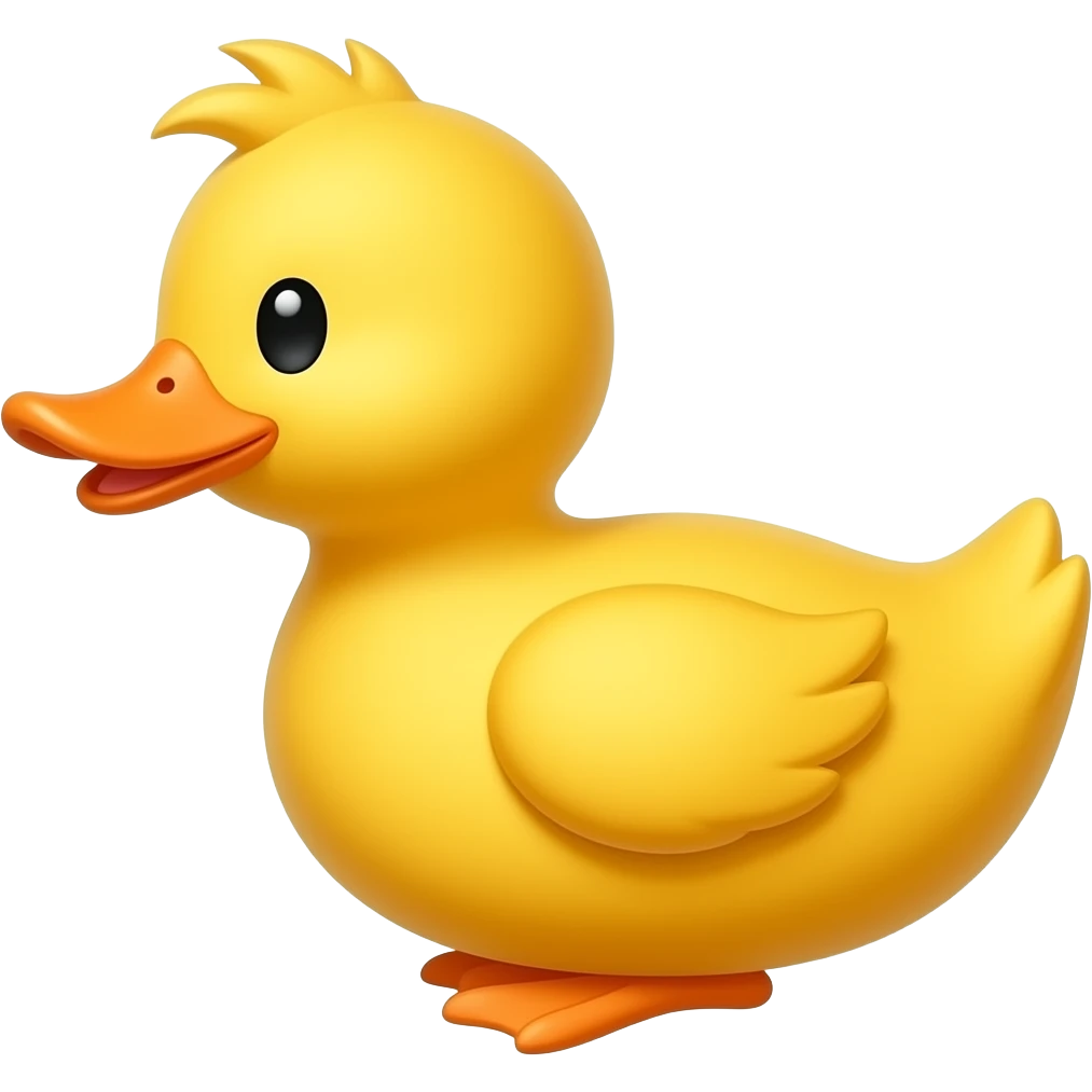 Cartoon 2d yellow duck with hair on its head left side emoji