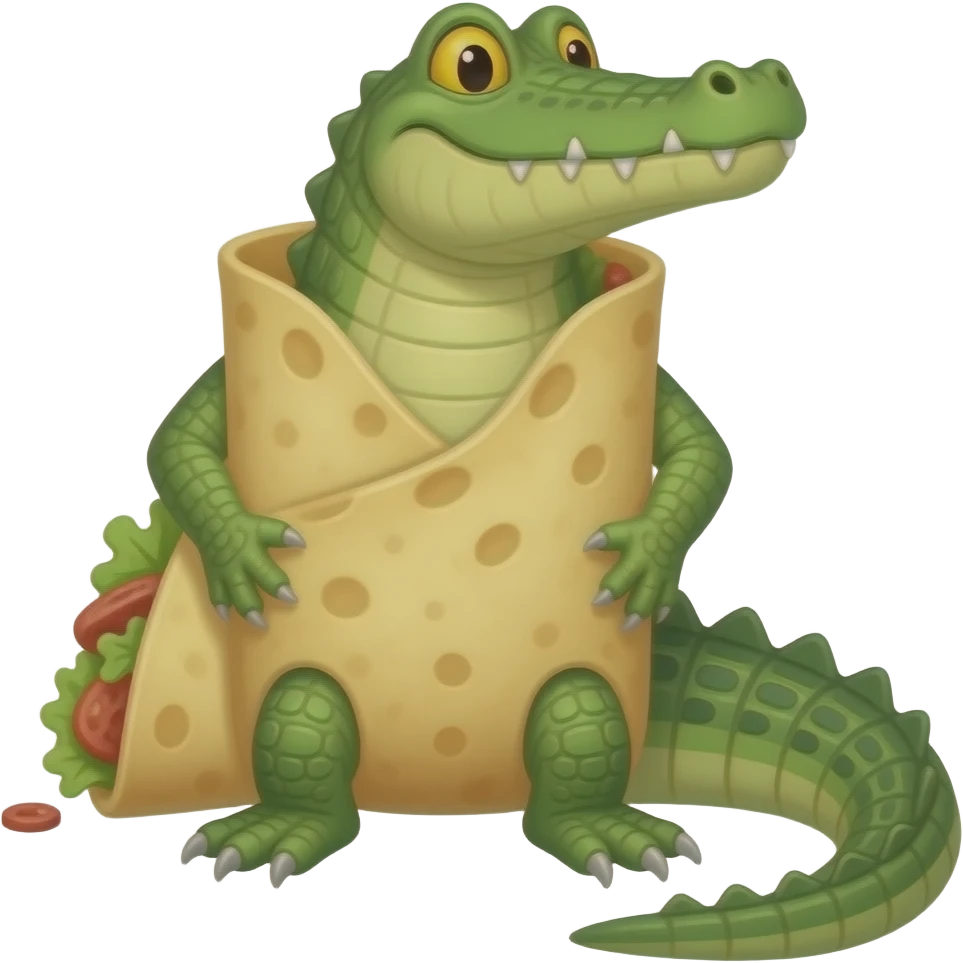 quesadilla fused with crocodile standing emoji