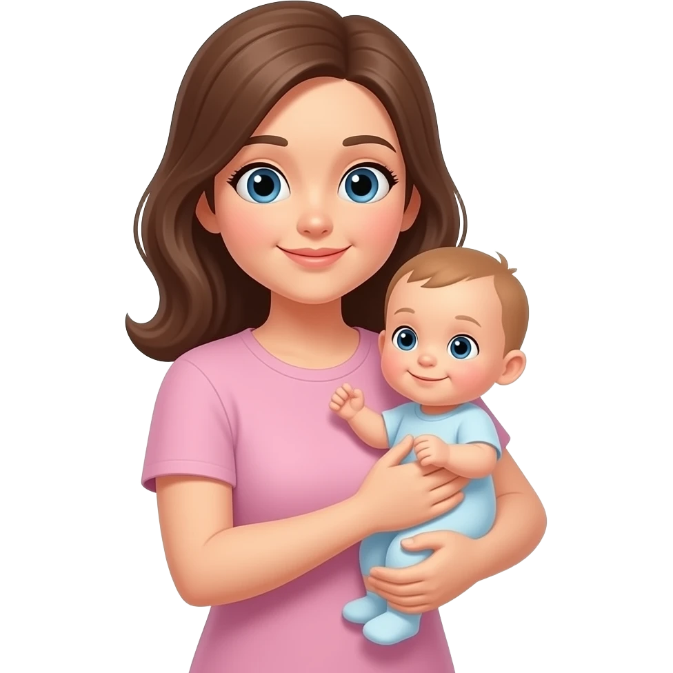 young mom with a baby emoji