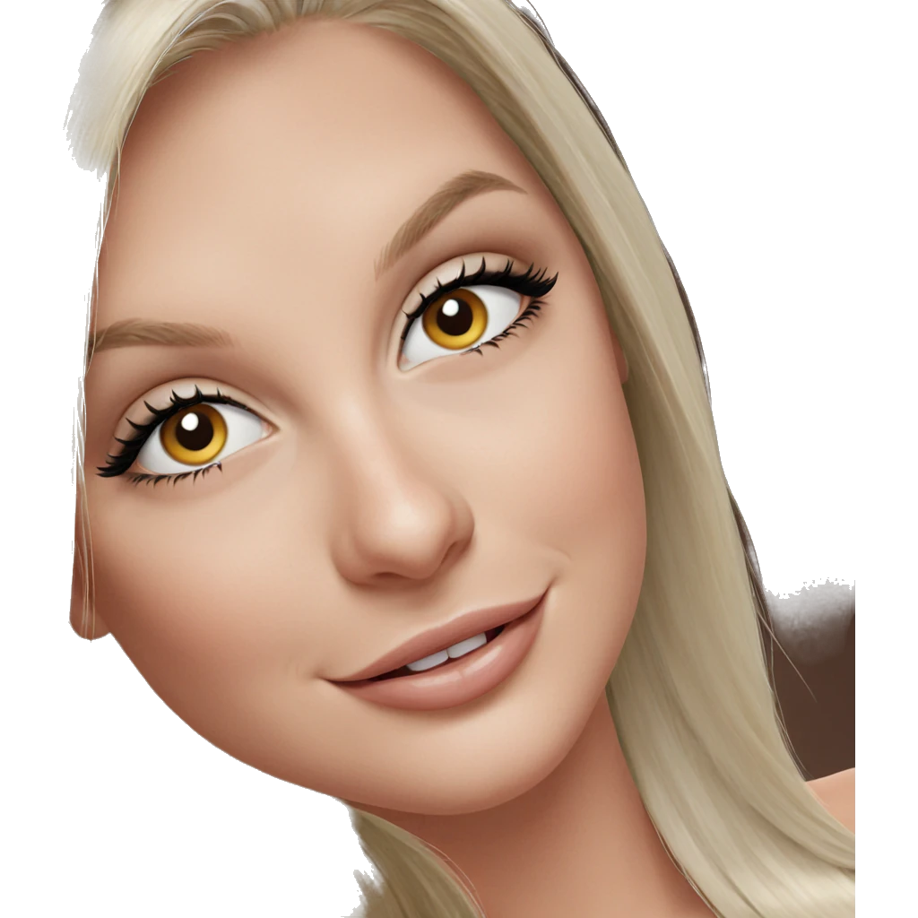 blonde girl with playful smile emoji