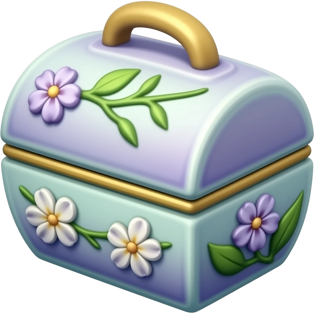 green and purple porcelain box with flowers emoji