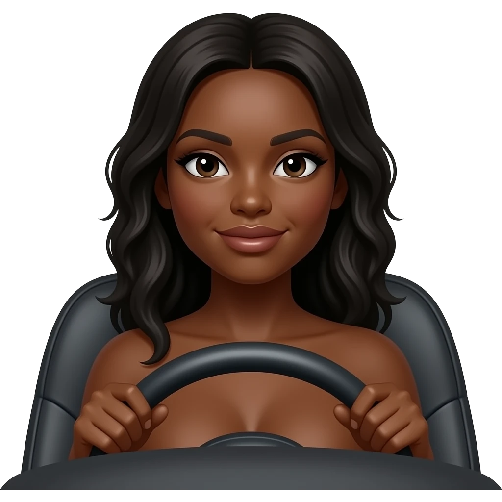 A completly naked black woman in a car emoji