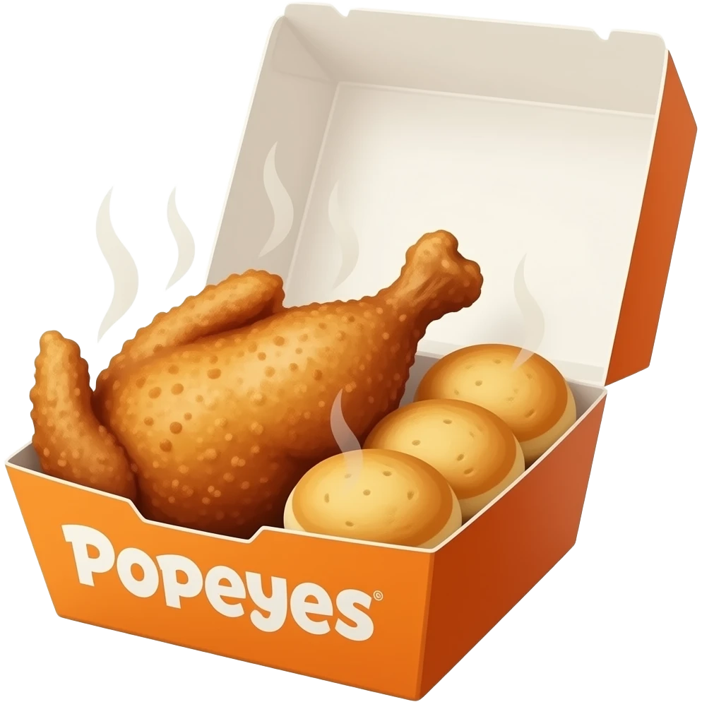 Fried chicken thighs with biscuits in a  Popeyes container emoji