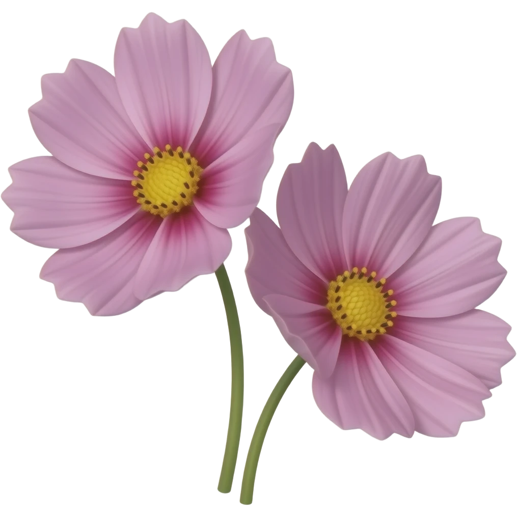 Just 2 cosmos flower with no stem looks realistc and hd and clear high quality emoji and clear petals emoji