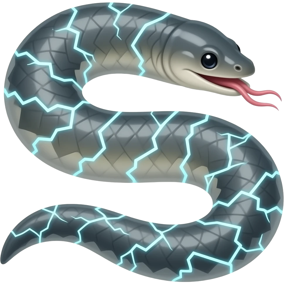 long electric eel with electricity emoji